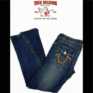 True Religion Medium Wash Julie Trouser/Wide Leg